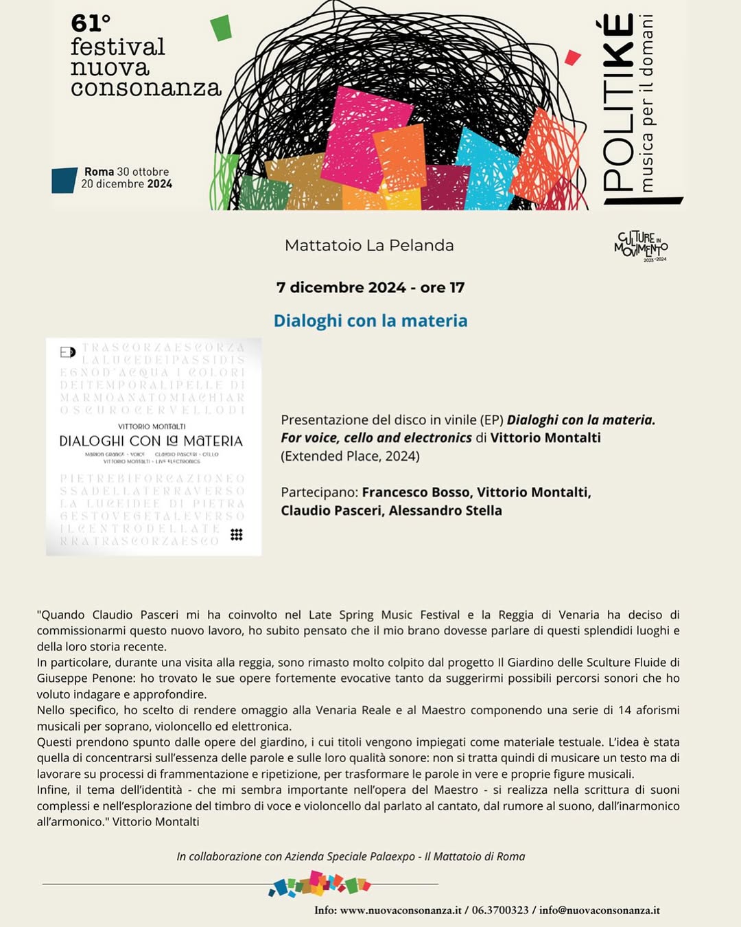 Festival di Nuova Consonanza, Mattatoio Roma, December 2024