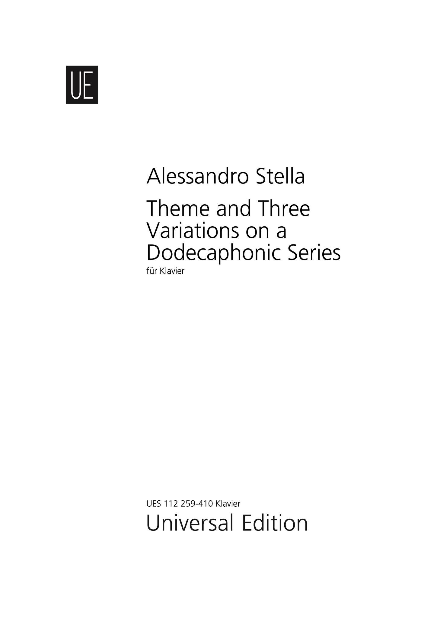 Score published by Universal Edition, Vienna